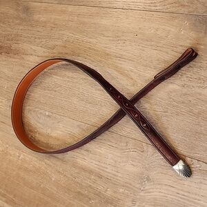 Rodney Ammons Boots Leather Handmade Belt Sterling Belt Tip No Buckle size 34